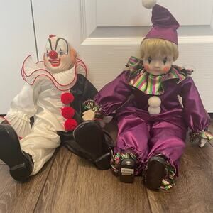 Vintage Porcelain Musical Clown Dolls